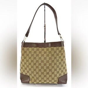 Gucci Signature Brown and Tan Shoulder Bag